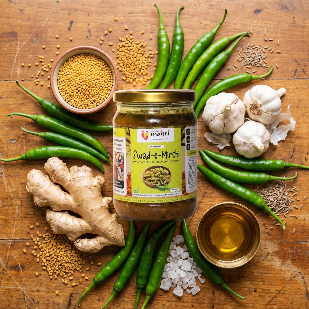 Green Chilli Pickle, Sweet & Sour Green Chilli Pickle